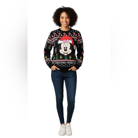 Disney Pat Pat Minnie Mouse Black Ugly Christmas Sweater Size: Small - Picture 7 of 7